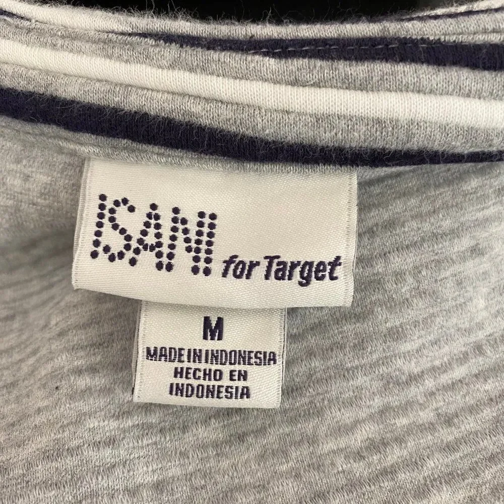 Isani for Target Black Gray Striped Knit Blend Cardigan Sweater SZ M